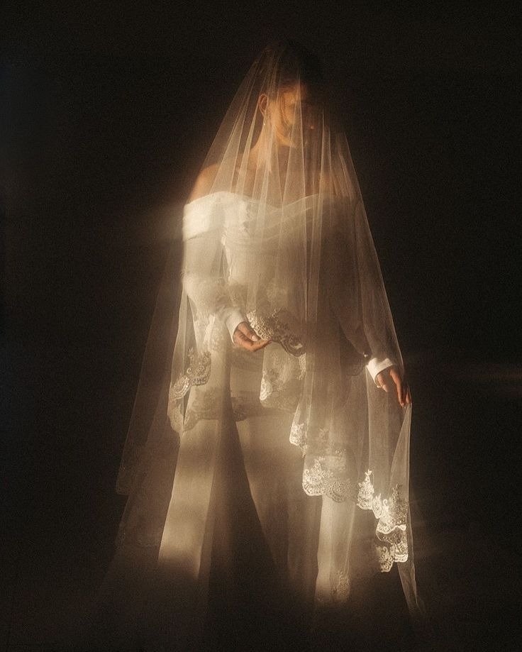 A veil glowing in warm morning light